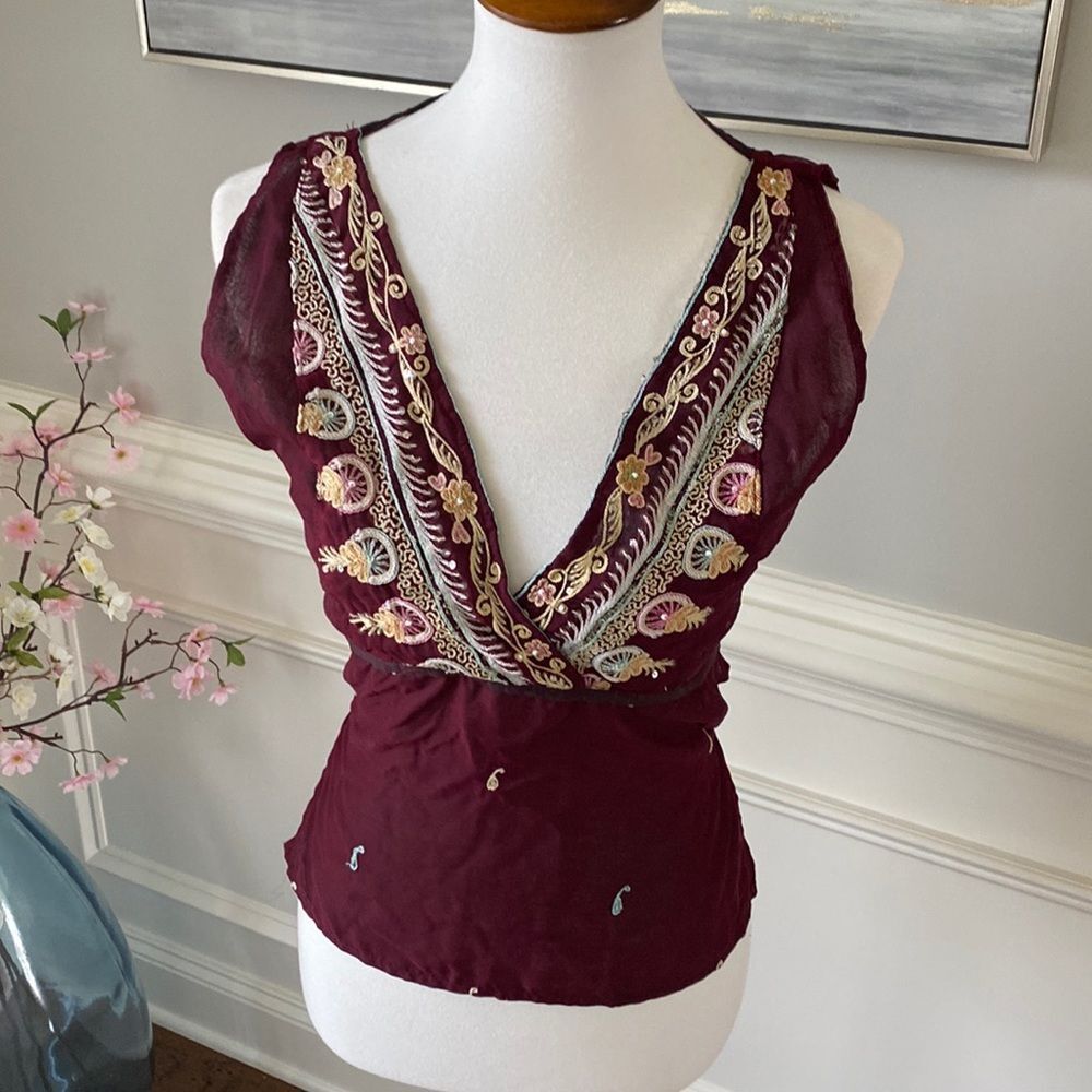 Karma Highway Embellished Backless Top